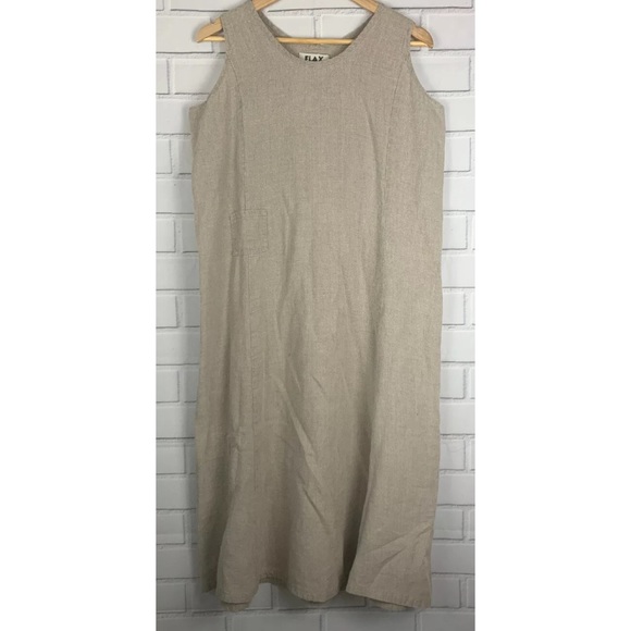Flax Dresses & Skirts - Flax Medium Dress Sleeveless Linen Tan Long Boho